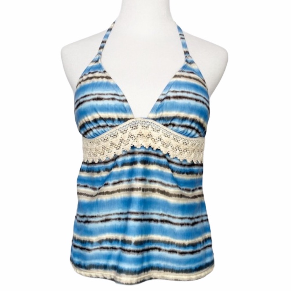 MAGIC BRA Tie Dye & Crochet Swimsuit Halter Top L - Picture 11 of 11